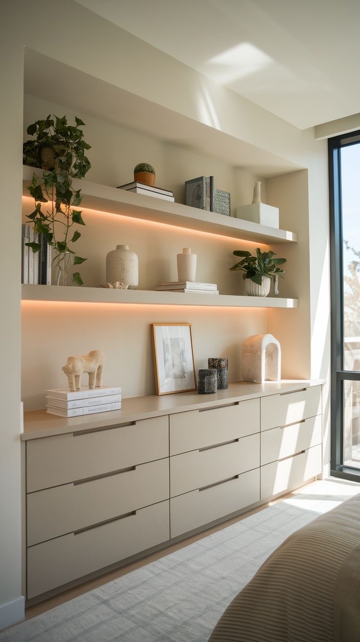 Kệ trưng bày decor âm tường có đèn led
