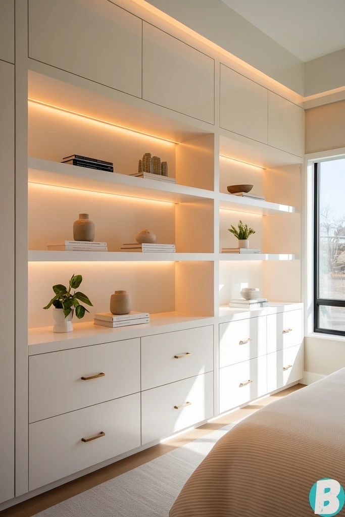 Hệ tủ kệ trang trí phòng khách may đo cao cấp