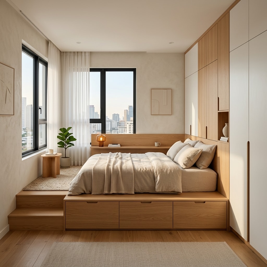 Thiết kế nội thất phòng ngủ tối giản thanh lịch