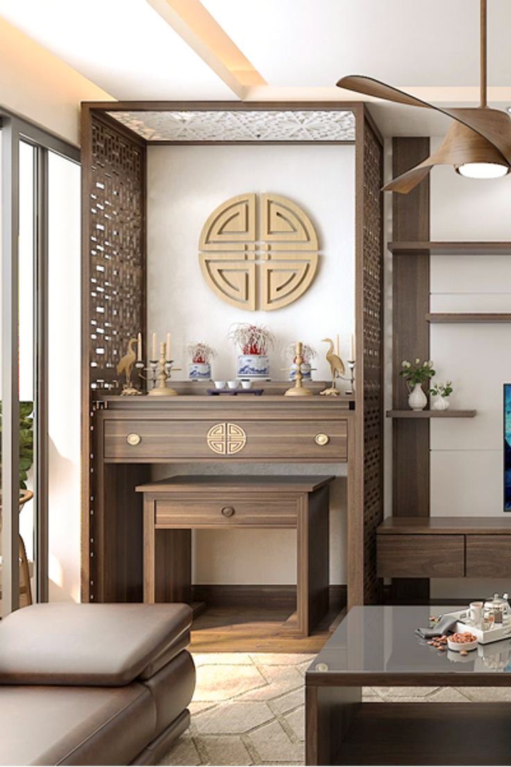 Tổng thể nội thất phòng thờ gỗ tự nhiên đẳng cấp