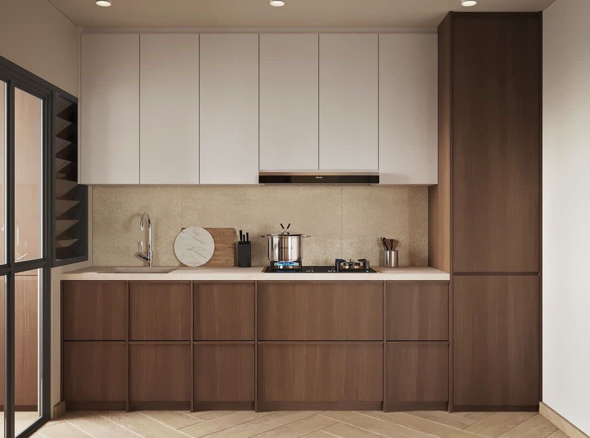 Hệ tủ bếp thông minh kết hợp thiết bị bếp âm tủ